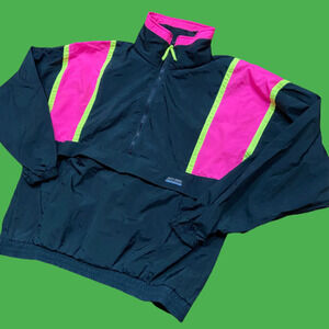 White Sierra Vintage 80's 90's Black Neon Pink Volt Nylon Jacket Womens Sz M